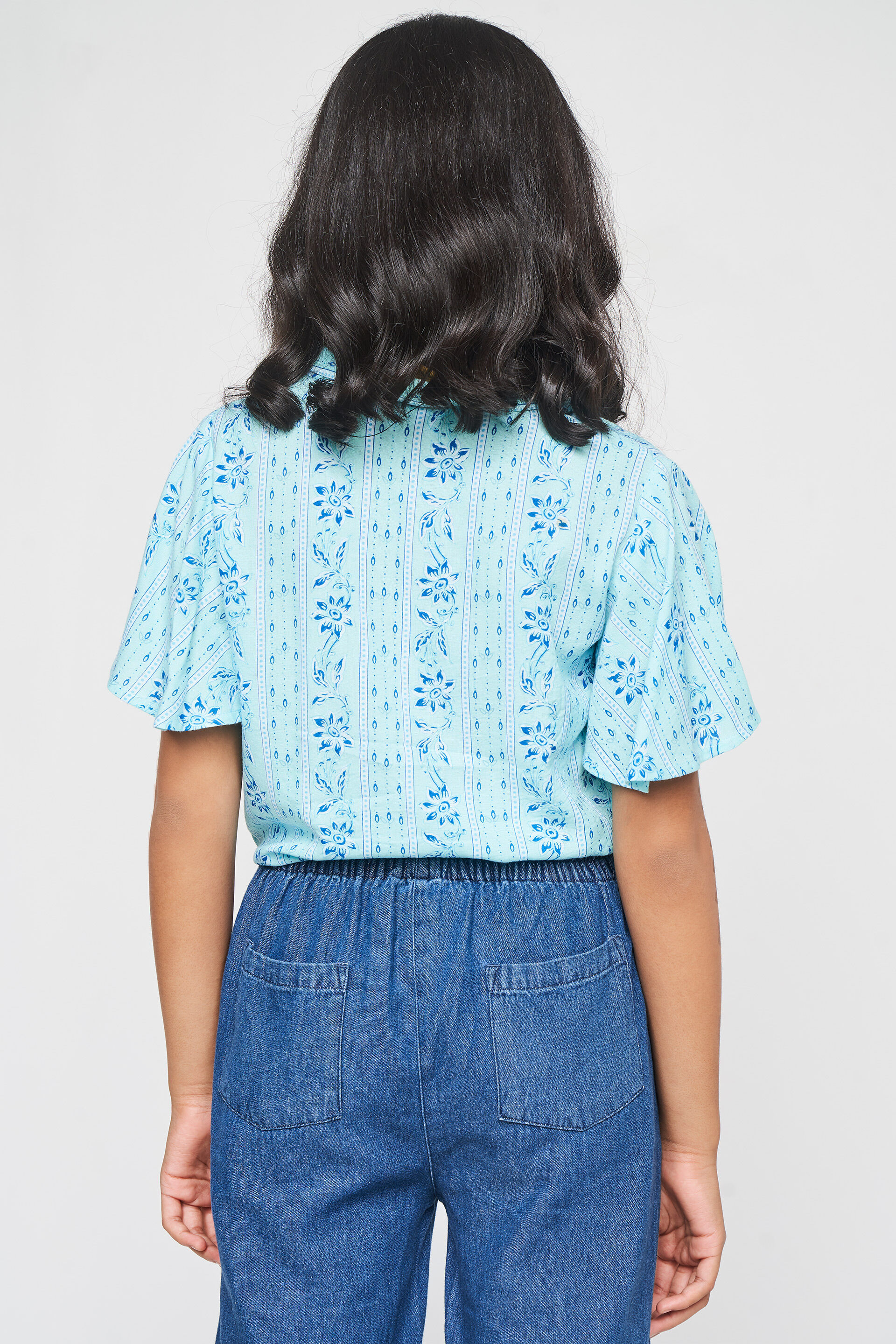 Light Blue Floral Straight Top, Light Blue, image 5